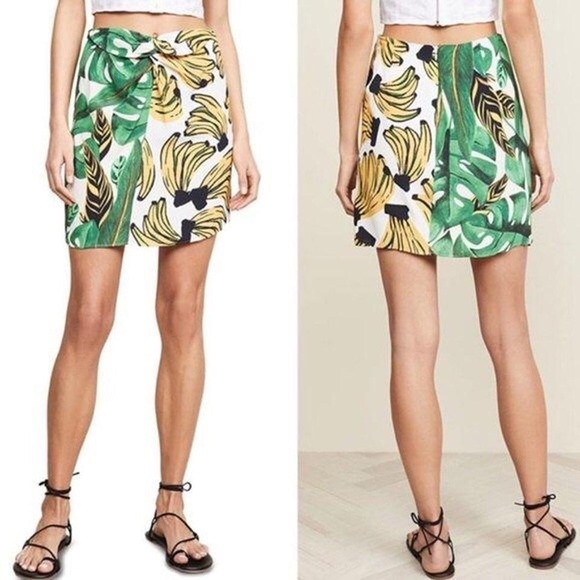 Farm Rio Amazonia wrap front banana print skirt - Picture 2 of 5